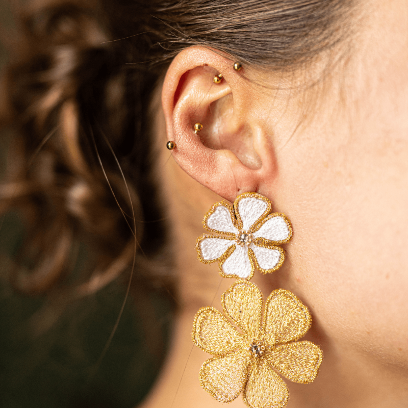Boucles d’oreilles fleurs de fils